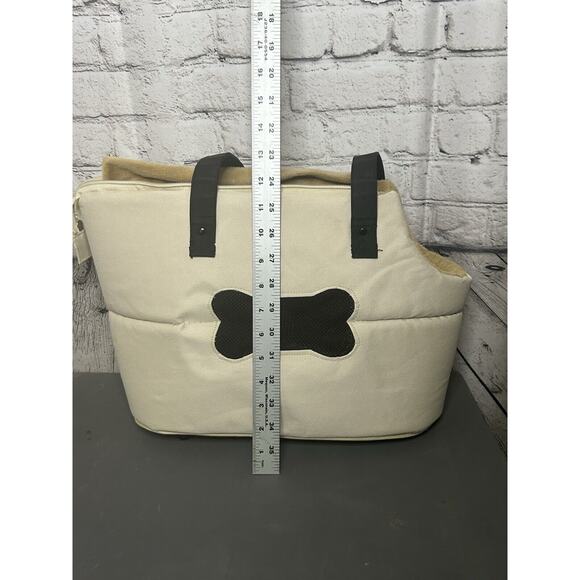 New York Dog City Tote Dog Carrier Shoulder Bag Cream Peek Thru Net Travel Beige - Picture 9 of 11